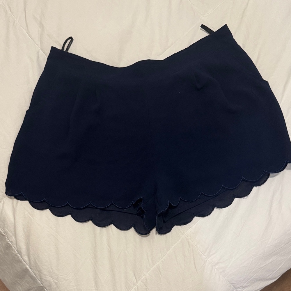 Mine Navy High Waist Scalloped Shorts